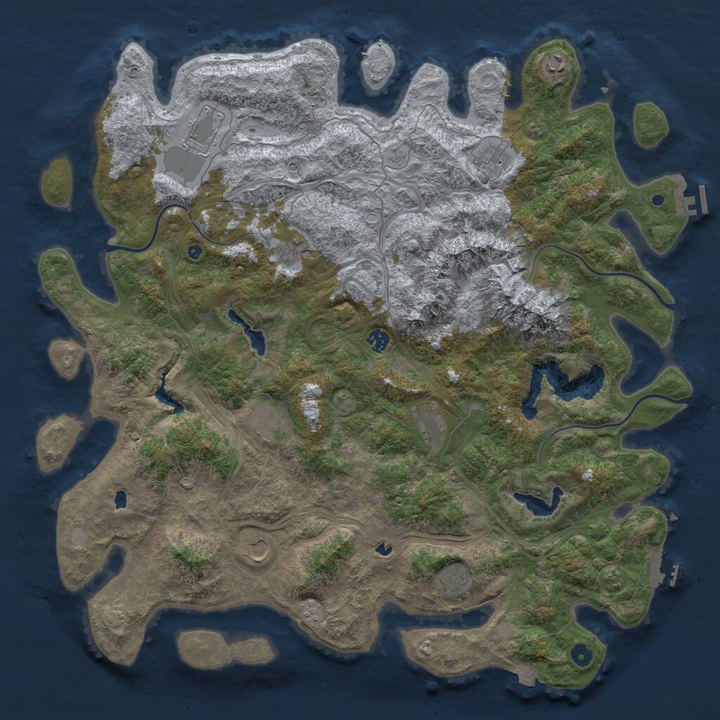 Rust Map: Procedural Map, Size: 5000, Seed: 10041972, 16 Monuments