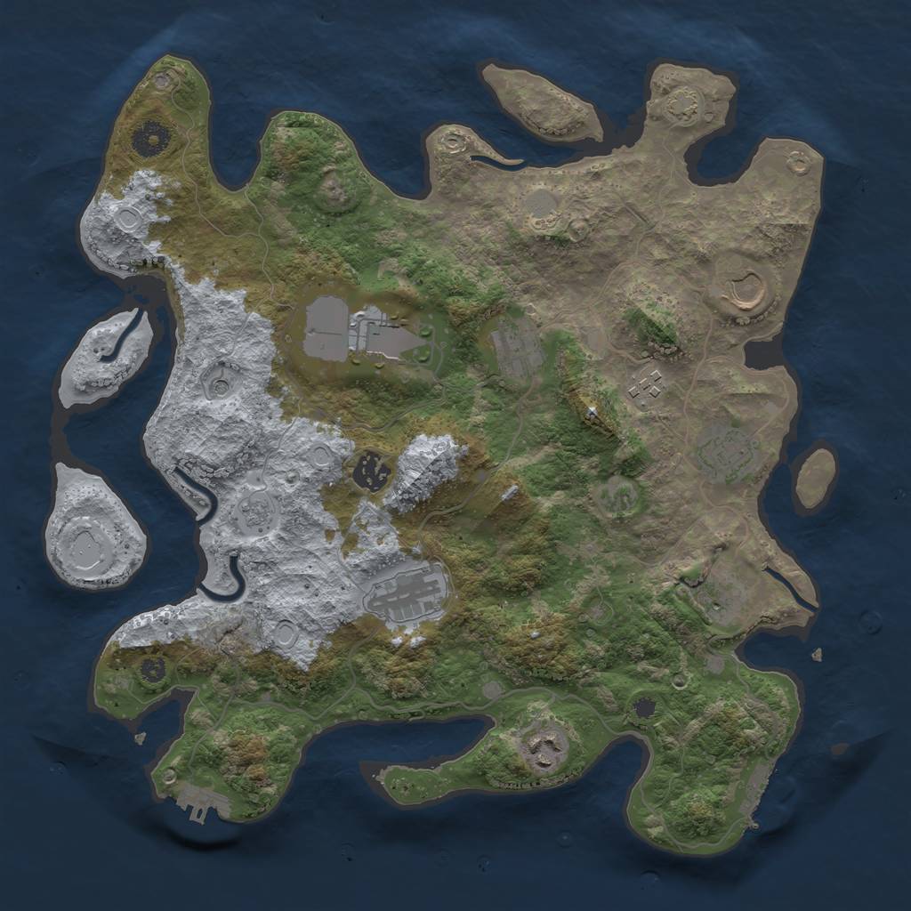 Rust Map: Procedural Map, Size: 3700, Seed: 846249838, 17 Monuments