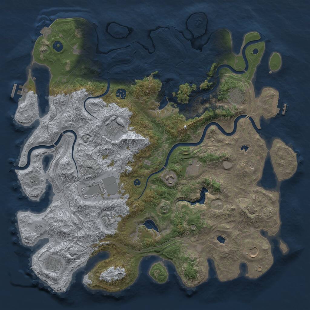 Rust Map: Procedural Map, Size: 4500, Seed: 155000, 16 Monuments