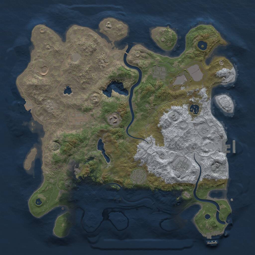 Rust Map: Procedural Map, Size: 4000, Seed: 3878, 17 Monuments