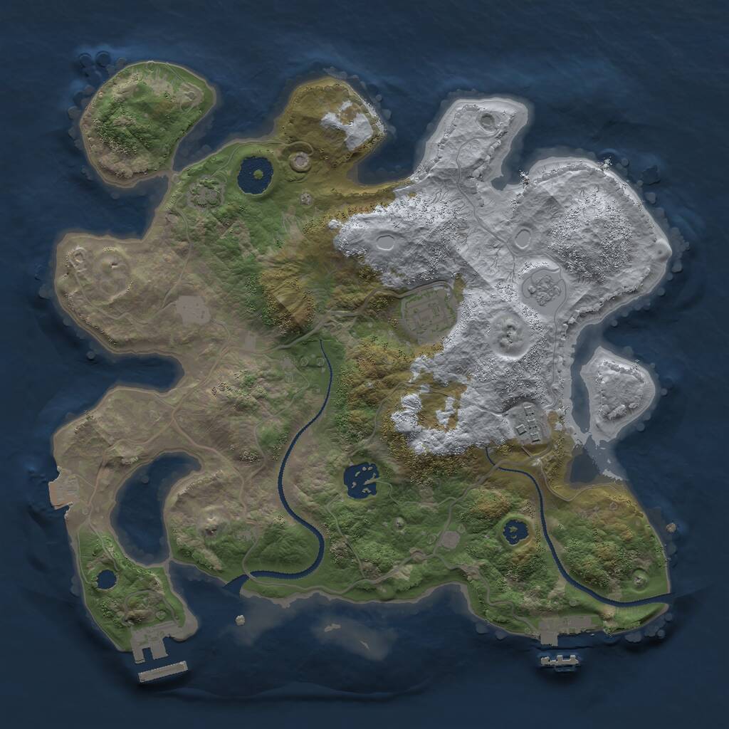 Rust Map: Procedural Map, Size: 3000, Seed: 30005555, 8 Monuments
