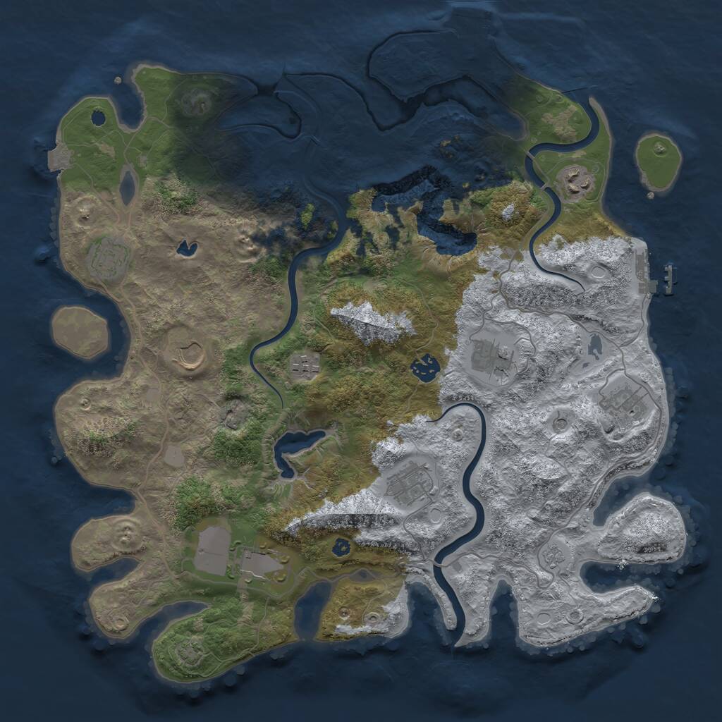 Rust Map: Procedural Map, Size: 4000, Seed: 2023811342, 15 Monuments