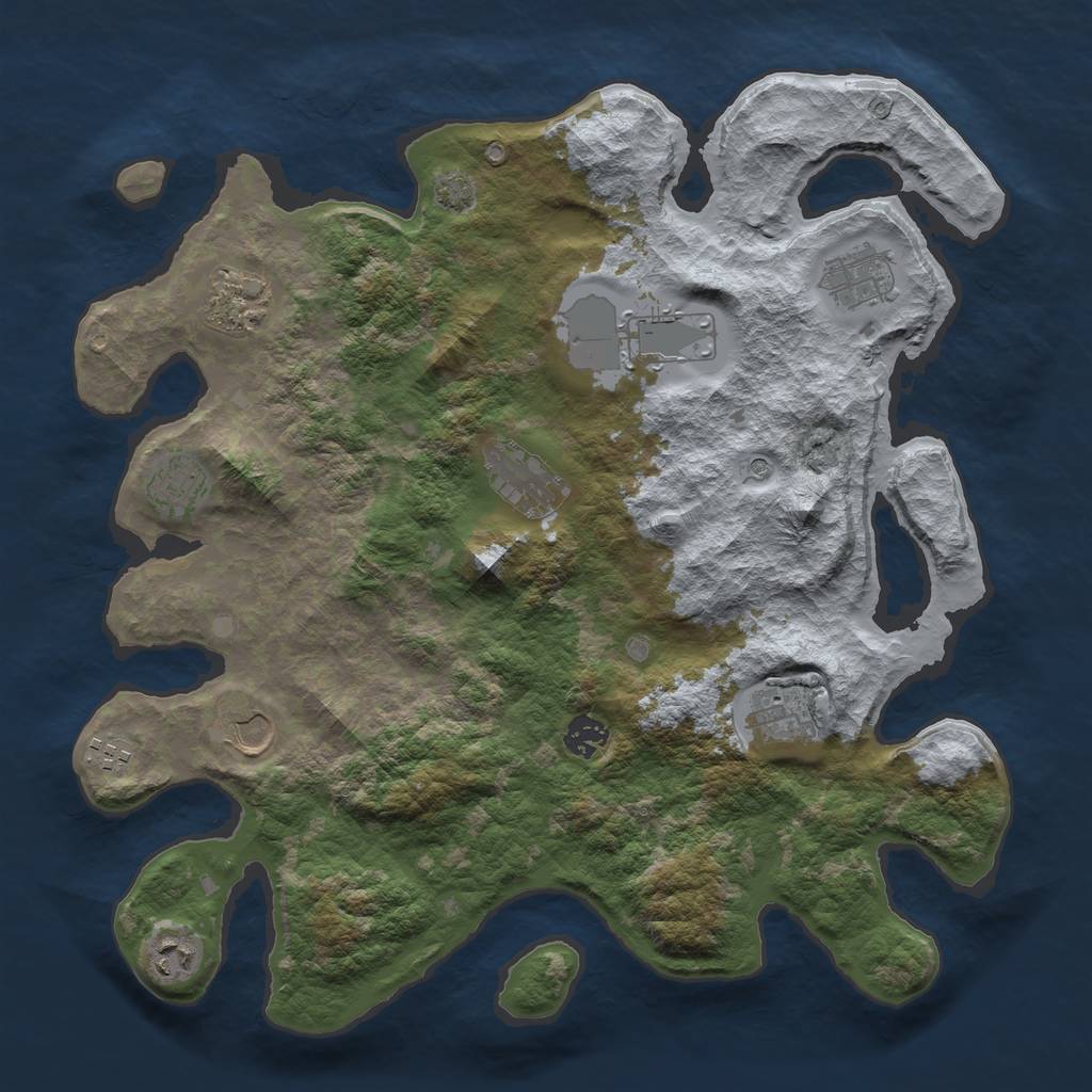 Rust Map: Barren, Size: 3900, Seed: 2925536, 14 Monuments