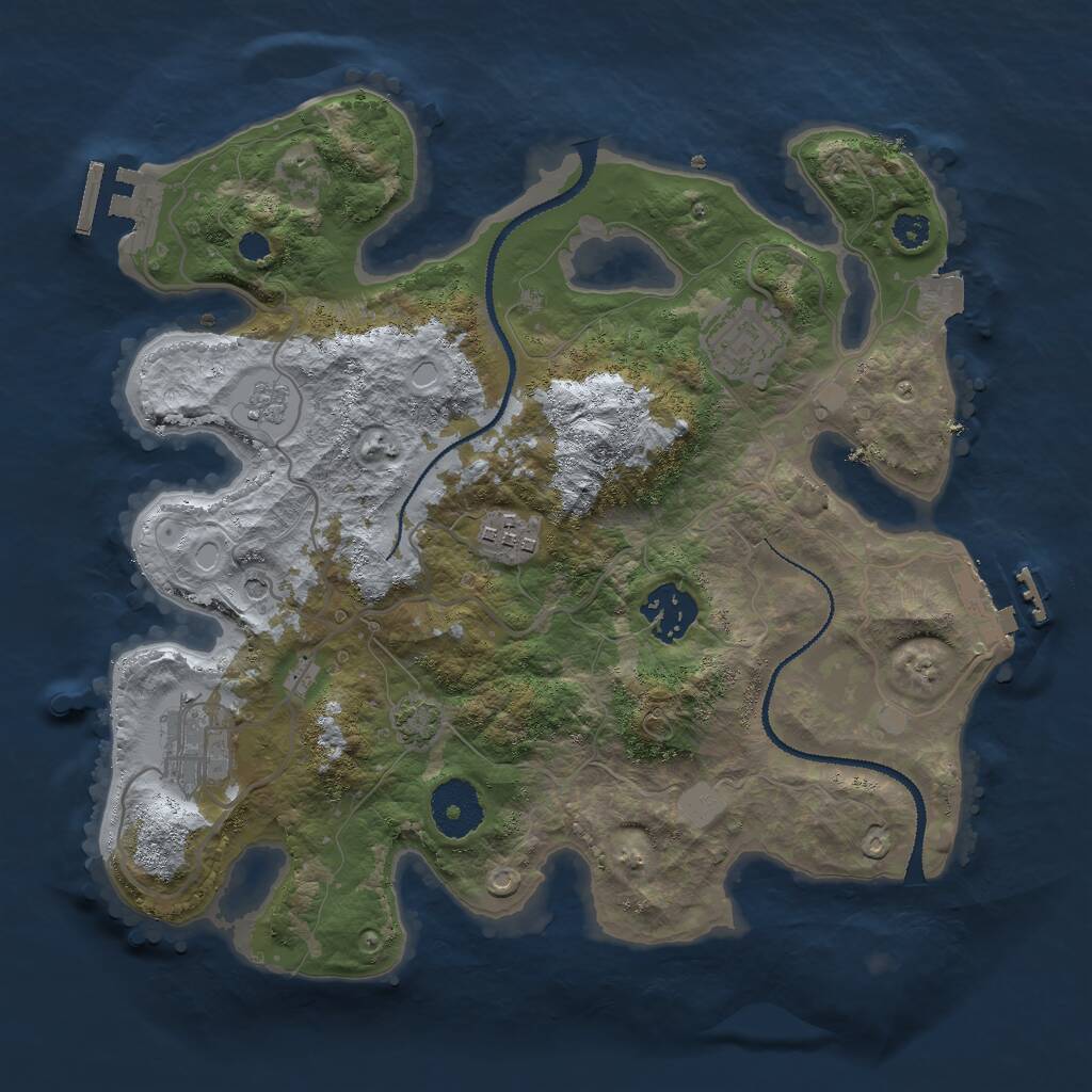 Rust Map: Procedural Map, Size: 3000, Seed: 4256, 10 Monuments