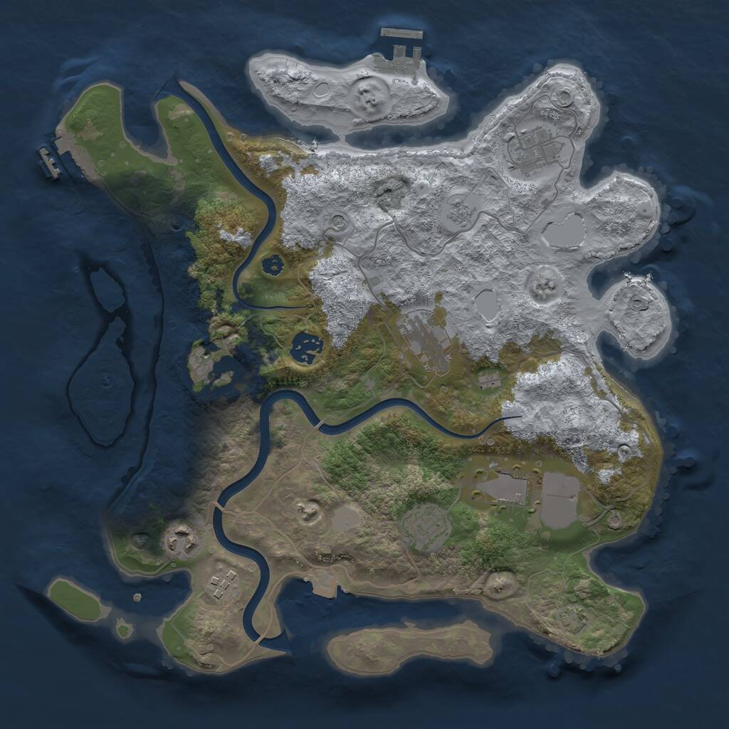 Rust Map: Procedural Map, Size: 3500, Seed: 1546096672, 14 Monuments