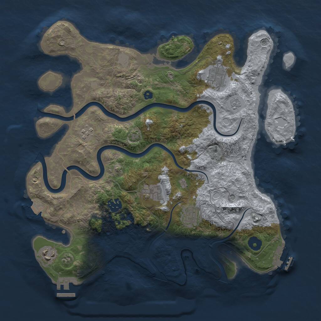 Rust Map: Procedural Map, Size: 3500, Seed: 28864029, 12 Monuments