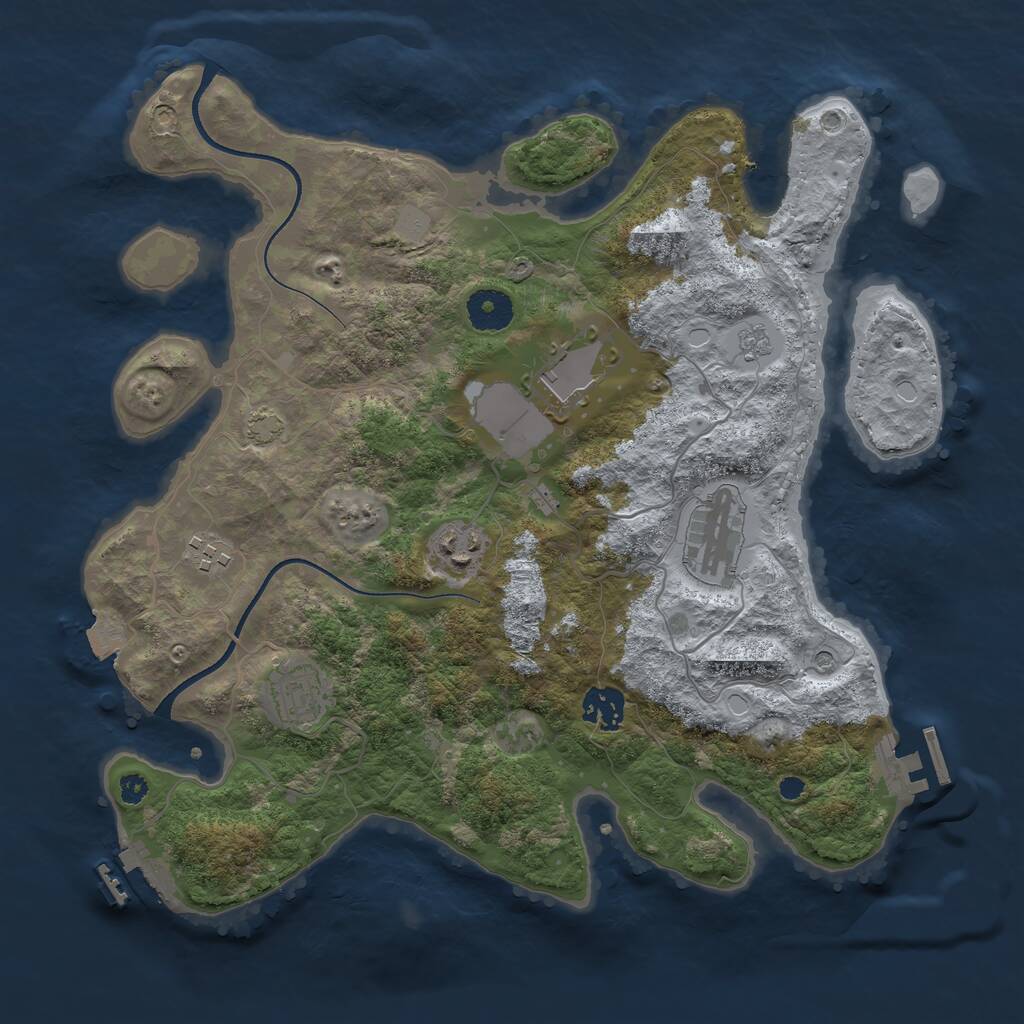 Rust Map: Procedural Map, Size: 3500, Seed: 28864029, 12 Monuments