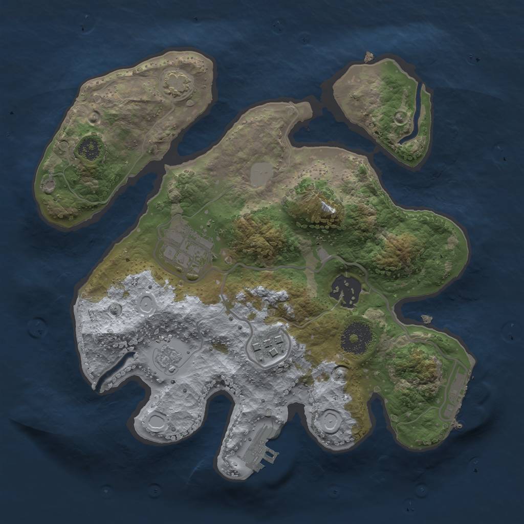 Rust Map: Procedural Map, Size: 2500, Seed: 9889, 10 Monuments