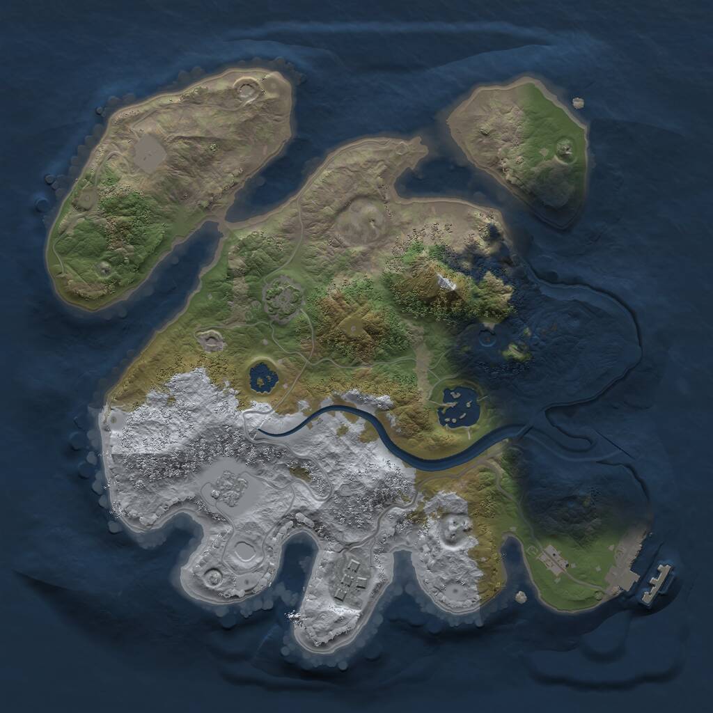 Rust Map: Procedural Map, Size: 2500, Seed: 9889, 7 Monuments
