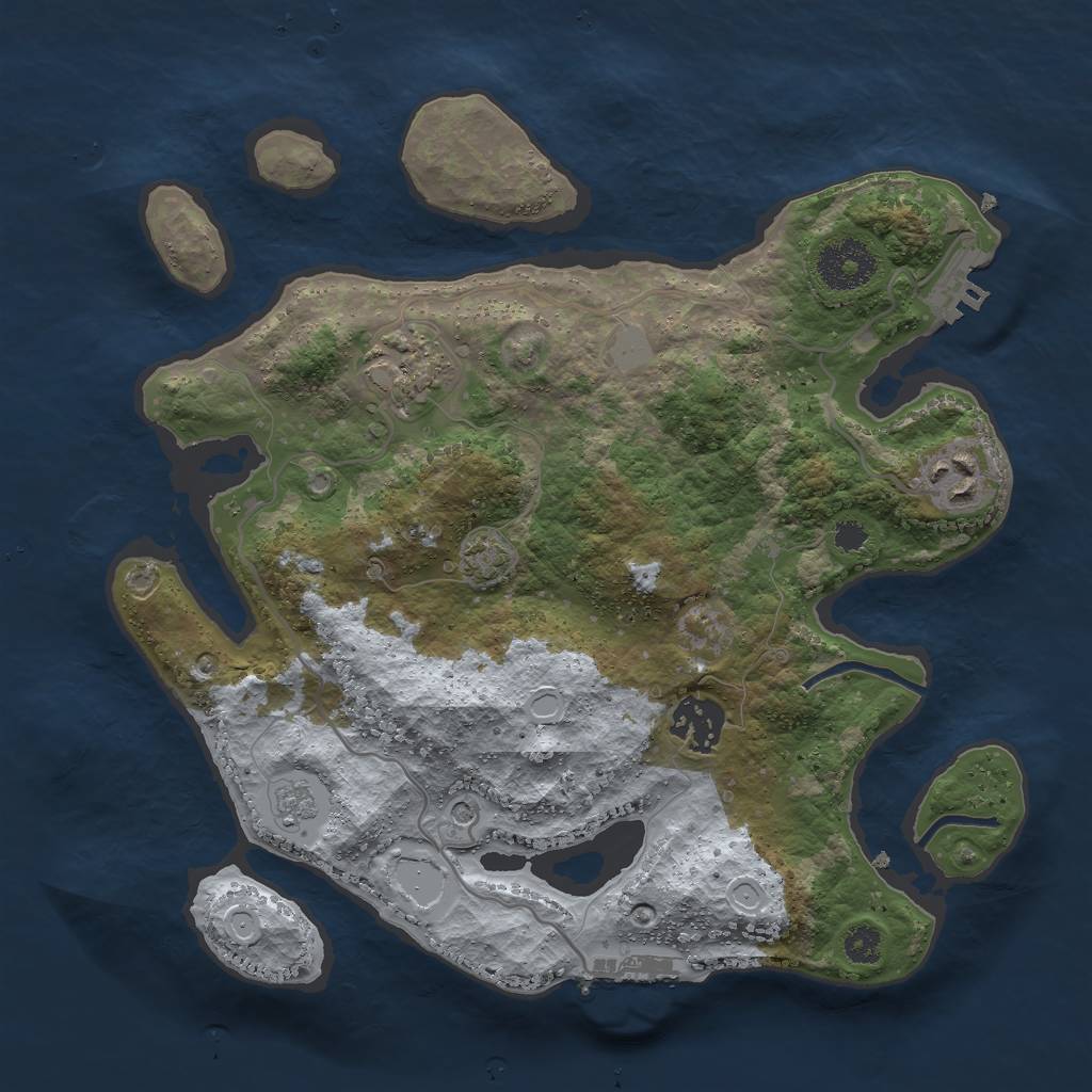 Rust Map: Procedural Map, Size: 3000, Seed: 1863944323, 11 Monuments