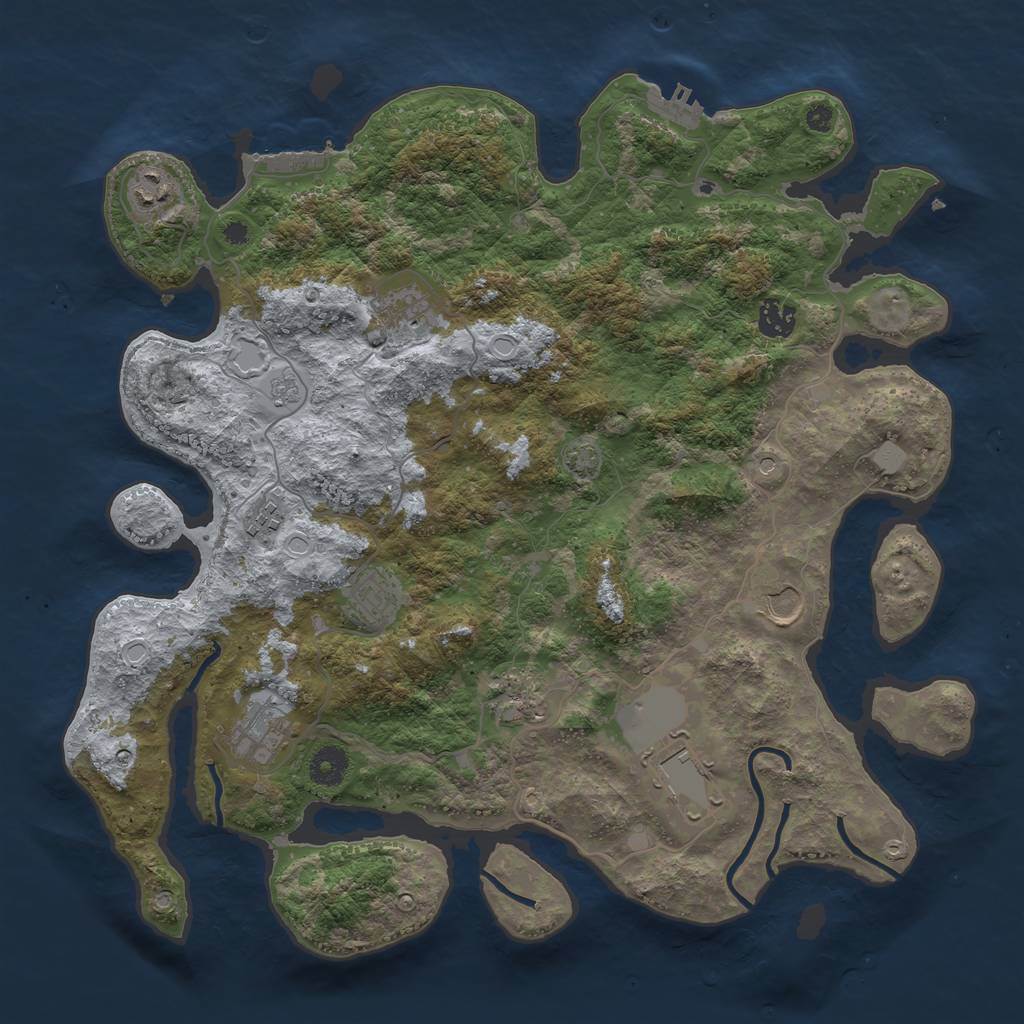 Rust Map: Procedural Map, Size: 3900, Seed: 537636754, 17 Monuments