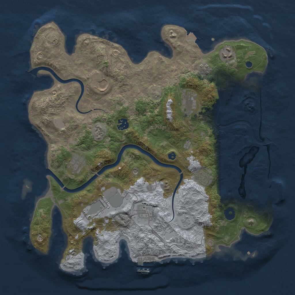 Rust Map: Procedural Map, Size: 3750, Seed: 708951939, 15 Monuments