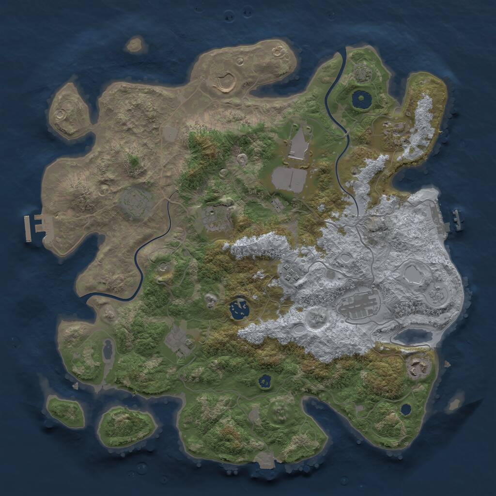 Rust Map: Procedural Map, Size: 3800, Seed: 513662197, 16 Monuments