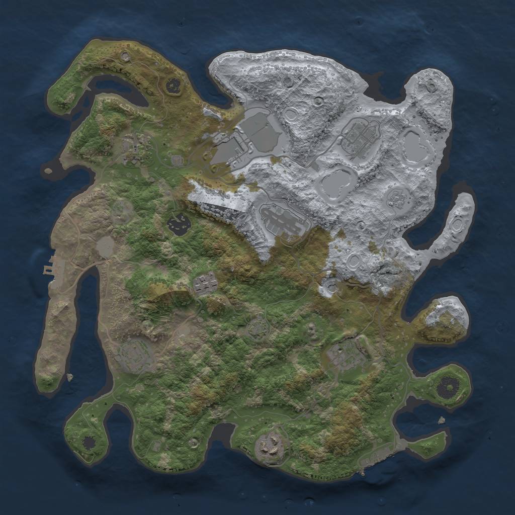 Rust Map: Procedural Map, Size: 3500, Seed: 972780018, 17 Monuments