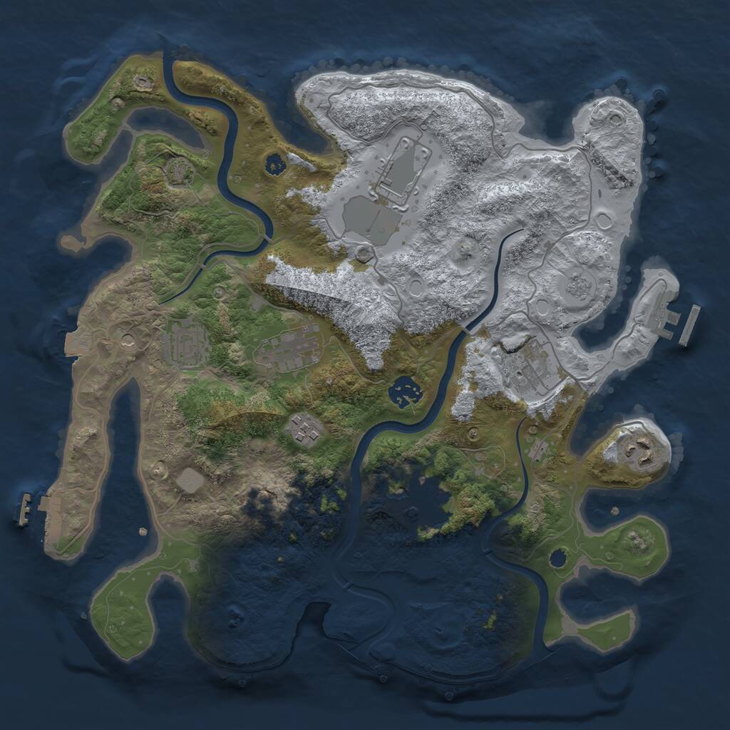 Rust Map: Procedural Map, Size: 3500, Seed: 972780018, 14 Monuments