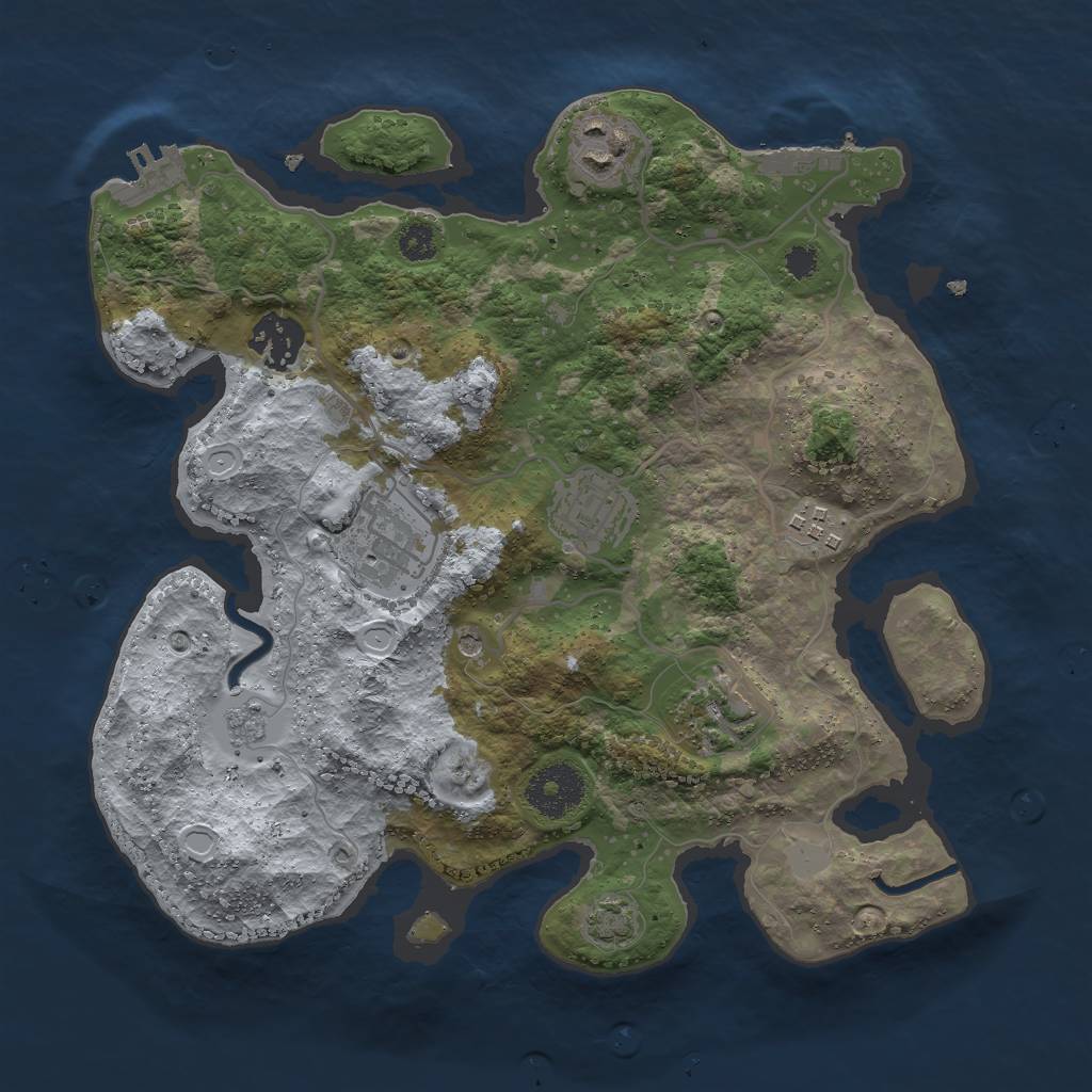 Rust Map: Procedural Map, Size: 3000, Seed: 1795842526, 14 Monuments