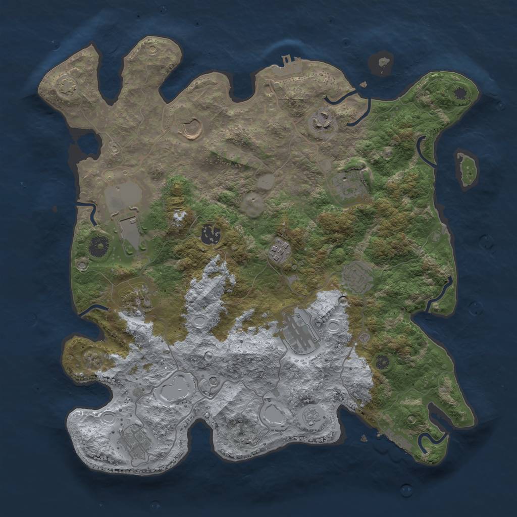 Rust Map: Procedural Map, Size: 3750, Seed: 13499186, 18 Monuments