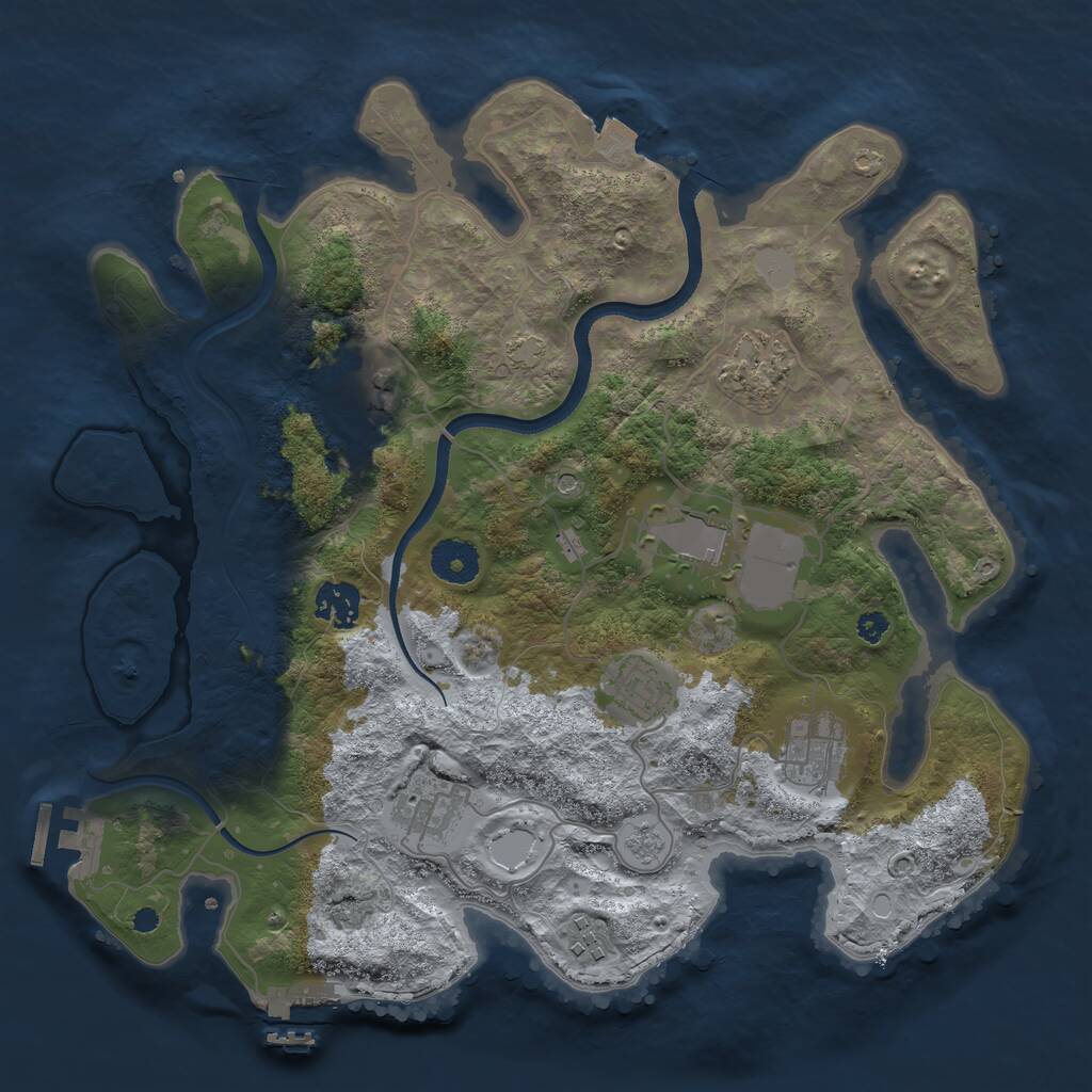 Rust Map: Procedural Map, Size: 3500, Seed: 2136, 14 Monuments