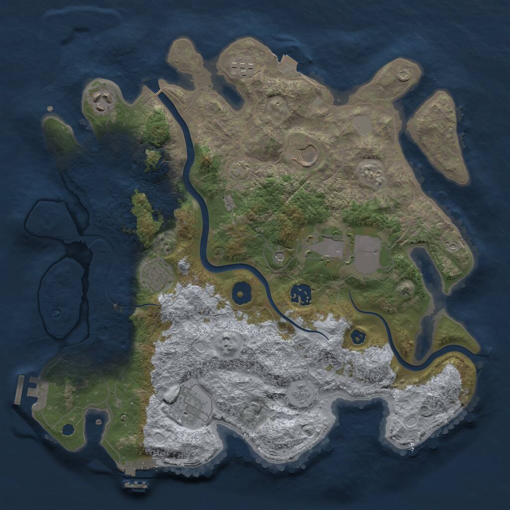 Rust Map: Procedural Map, Size: 3500, Seed: 2136, 13 Monuments