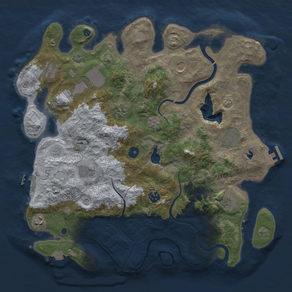 Rust Map: Procedural Map, Size: 4000, Seed: 1835512301, 16 Monuments