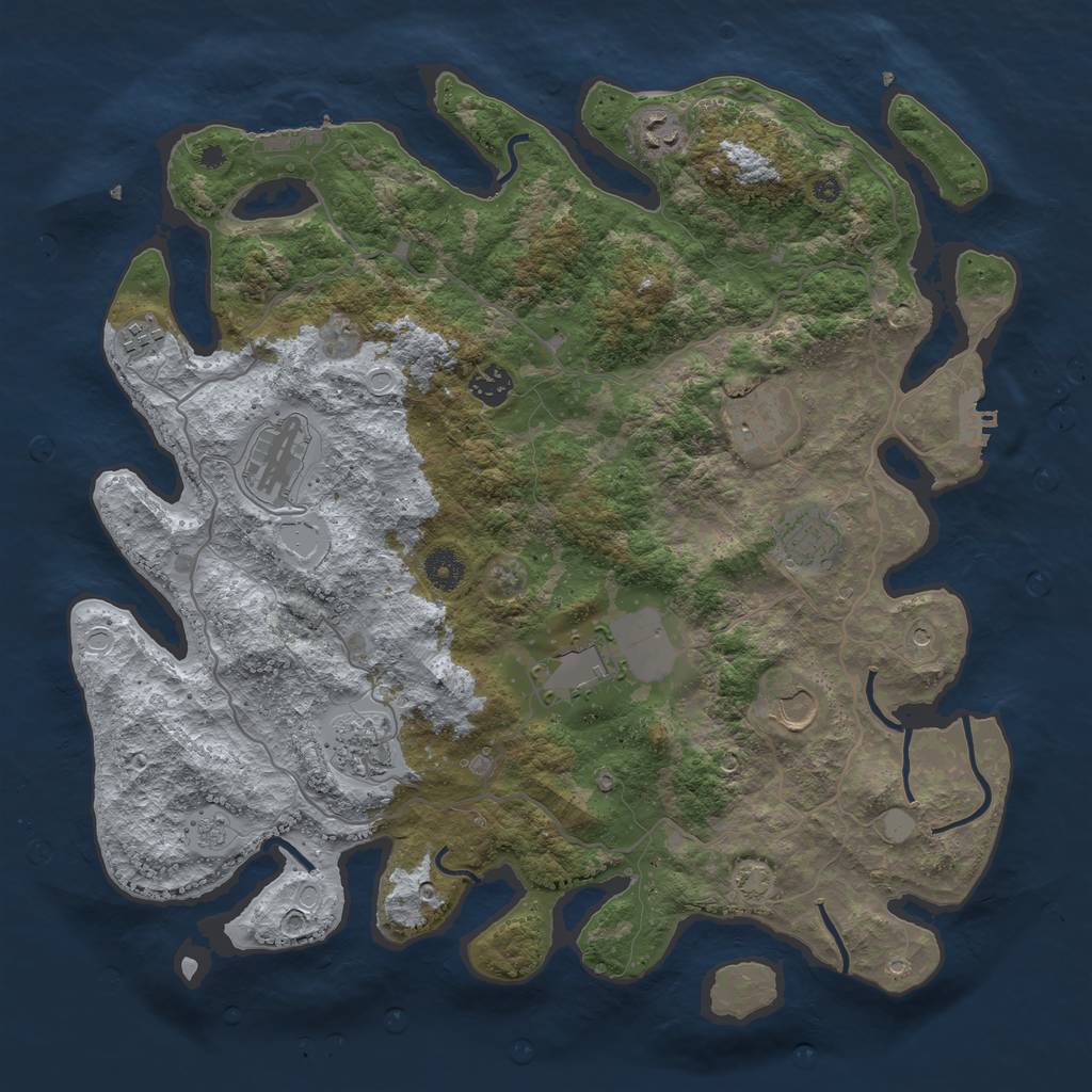 Rust Map: Procedural Map, Size: 4000, Seed: 689859608, 17 Monuments