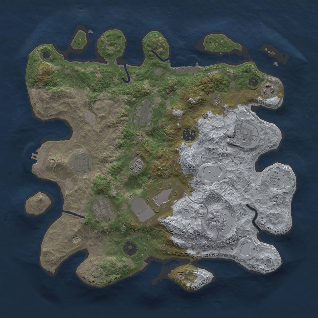 Rust Map: Procedural Map, Size: 3500, Seed: 34994257, 17 Monuments