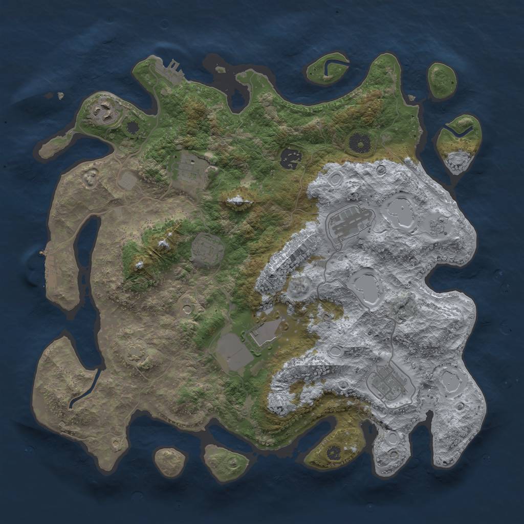Rust Map: Procedural Map, Size: 3700, Seed: 1188237865, 15 Monuments