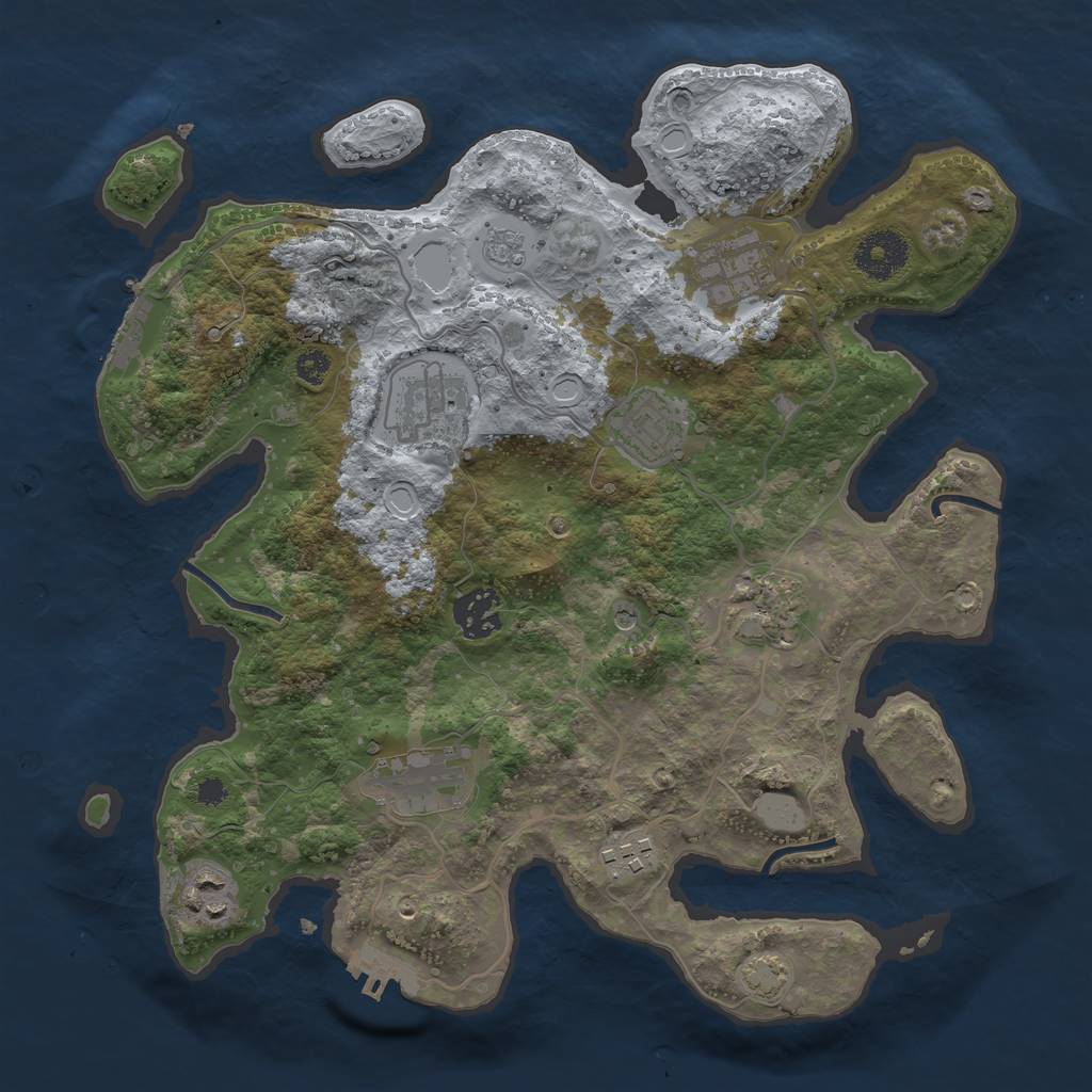 Rust Map: Procedural Map, Size: 3250, Seed: 1522869199, 16 Monuments