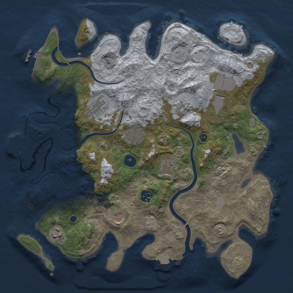 Rust Map: Procedural Map, Size: 3700, Seed: 913169054, 15 Monuments