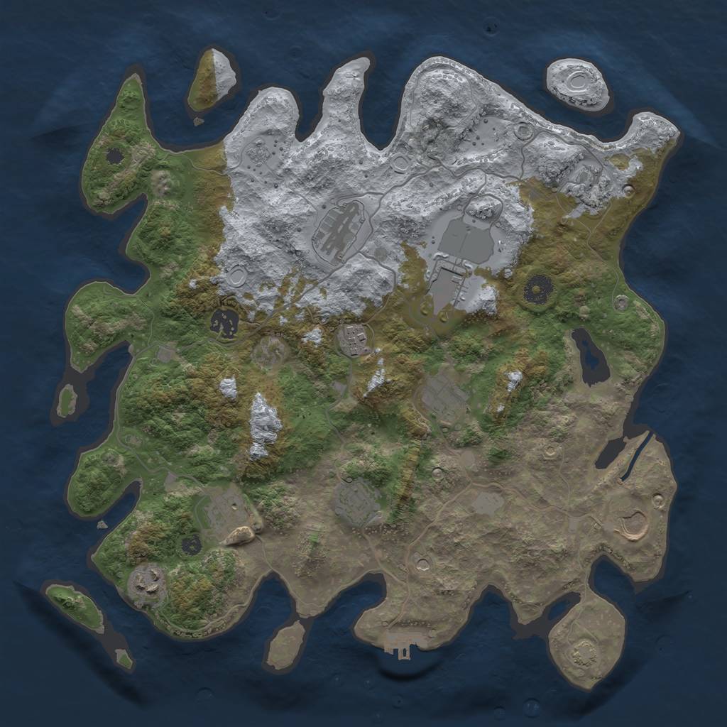 Rust Map: Procedural Map, Size: 3700, Seed: 913169054, 17 Monuments