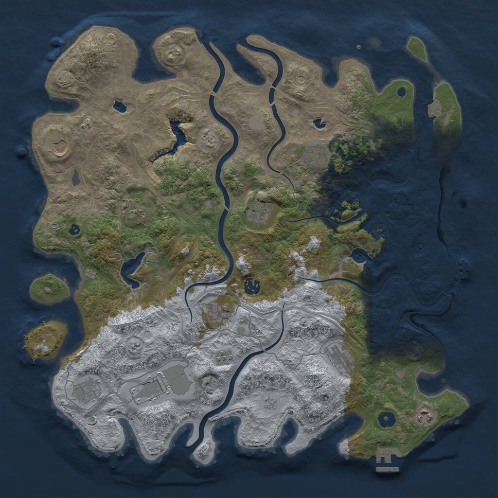 Rust Map: Procedural Map, Size: 4500, Seed: 7250645, 17 Monuments