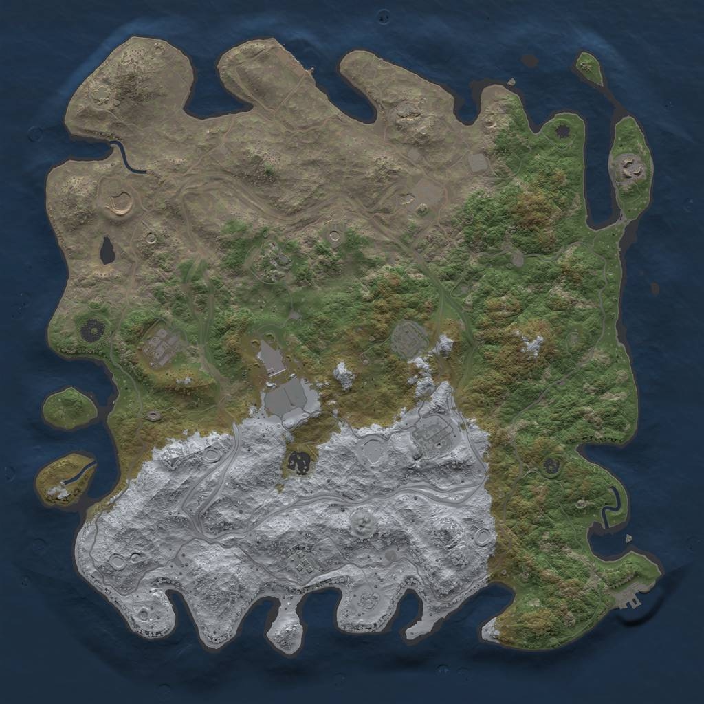 Rust Map: Procedural Map, Size: 4500, Seed: 7250645, 18 Monuments