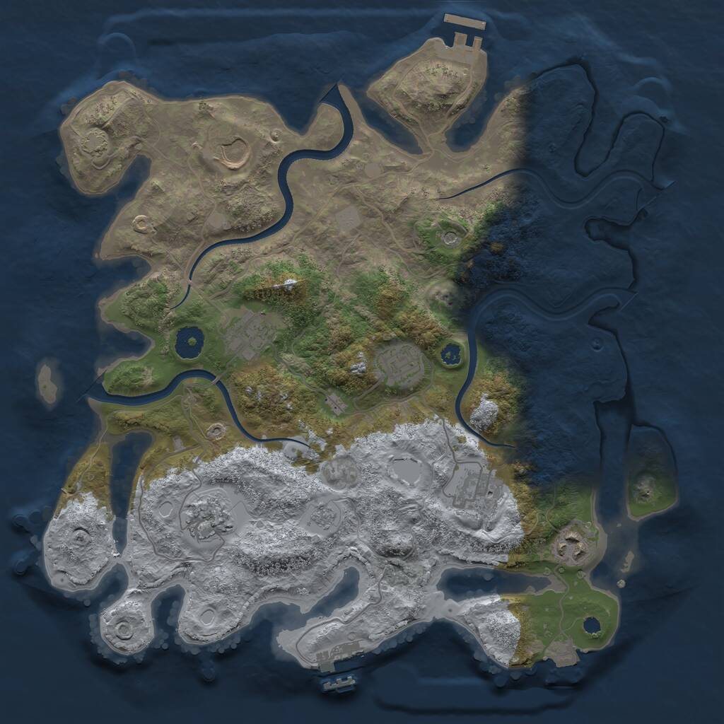 Rust Map: Procedural Map, Size: 3509, Seed: 110920163, 12 Monuments