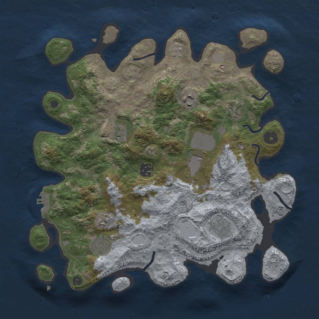 Rust Map: Procedural Map, Size: 3500, Seed: 19955853, 15 Monuments