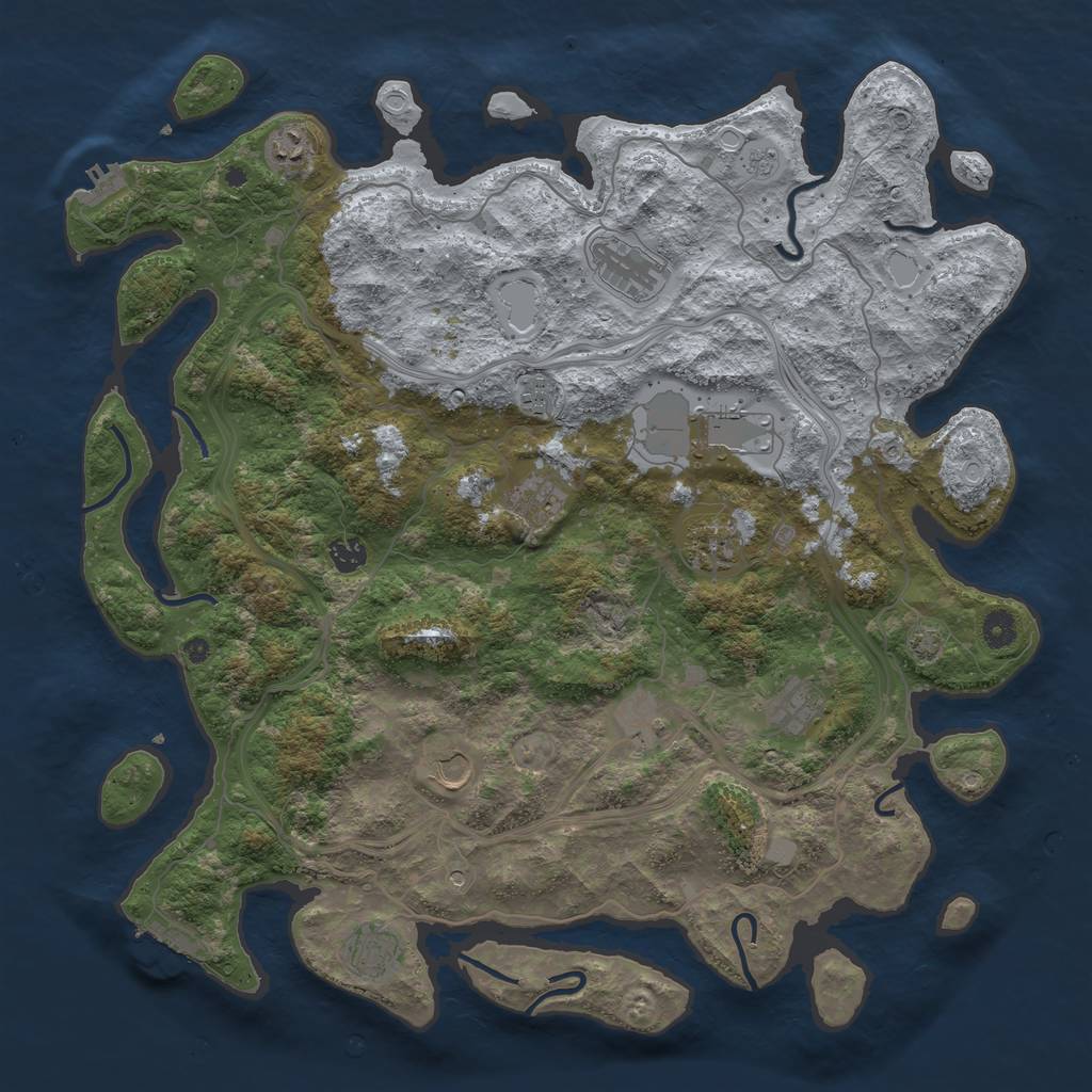 Rust Map: Procedural Map, Size: 4500, Seed: 1288411566, 19 Monuments