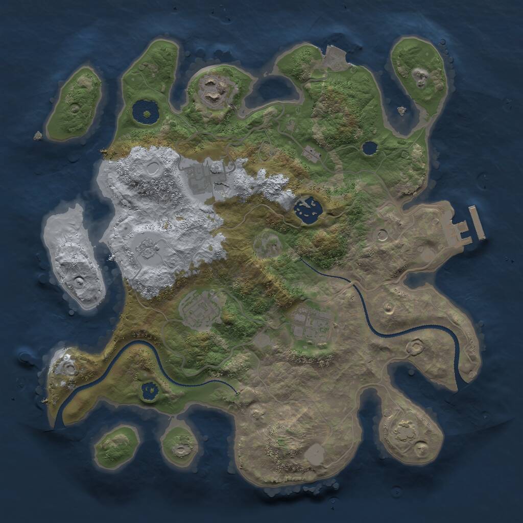 Rust Map: Procedural Map, Size: 3000, Seed: 69133769, 10 Monuments