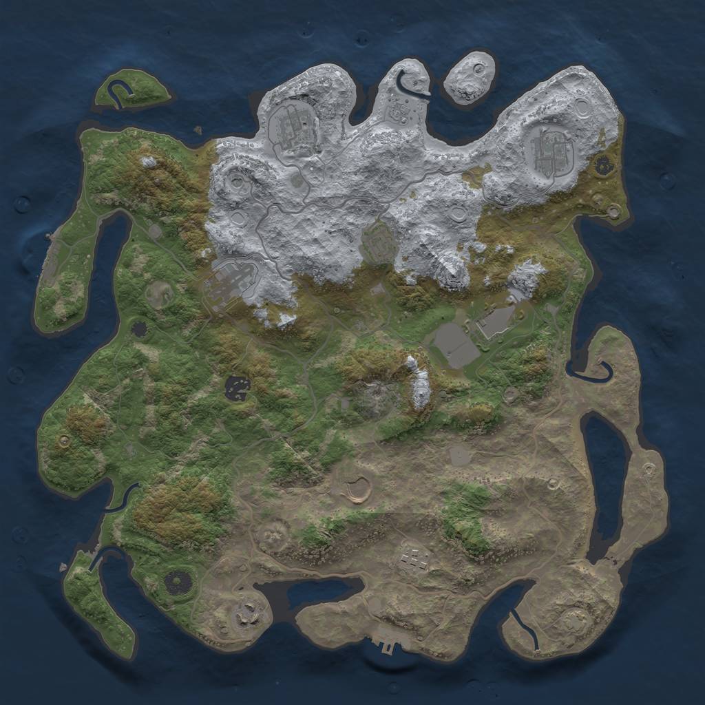 Rust Map: Procedural Map, Size: 4000, Seed: 1367121441, 17 Monuments