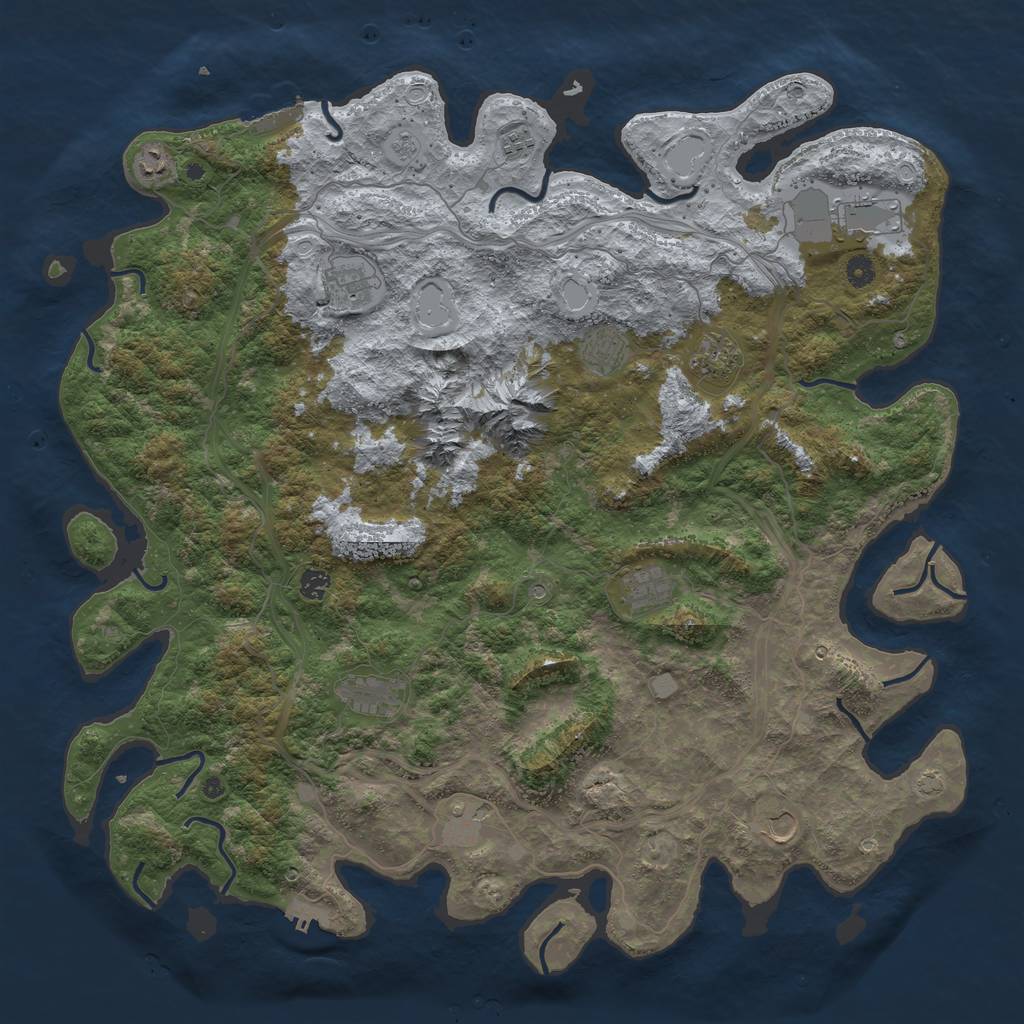 Rust Map: Procedural Map, Size: 5000, Seed: 263407825, 19 Monuments