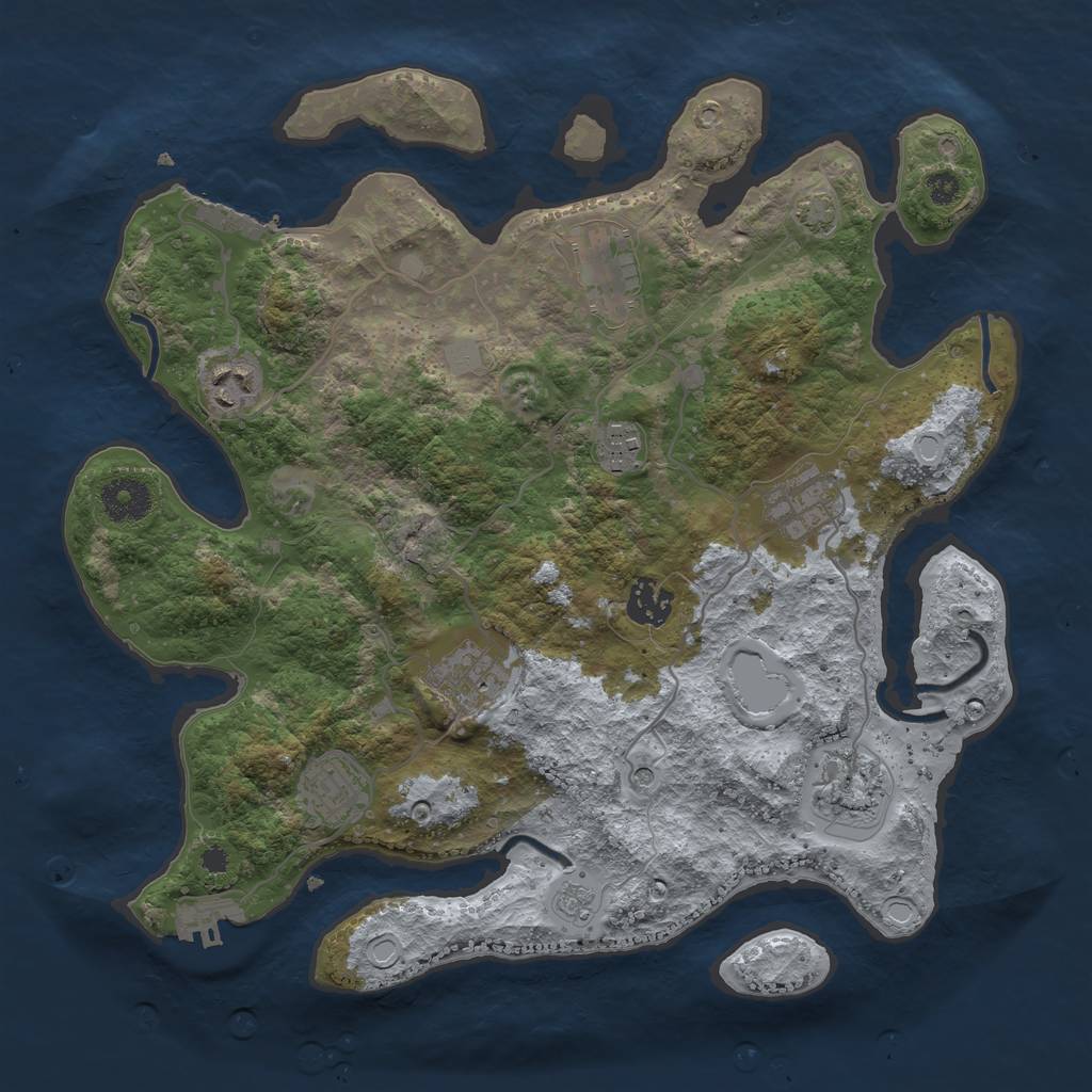 Rust Map: Procedural Map, Size: 3452, Seed: 113416895, 16 Monuments