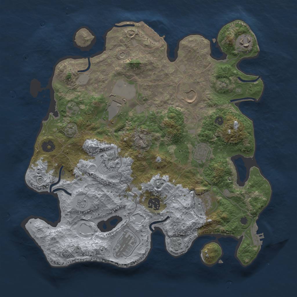 Rust Map: Procedural Map, Size: 3500, Seed: 205005488, 17 Monuments