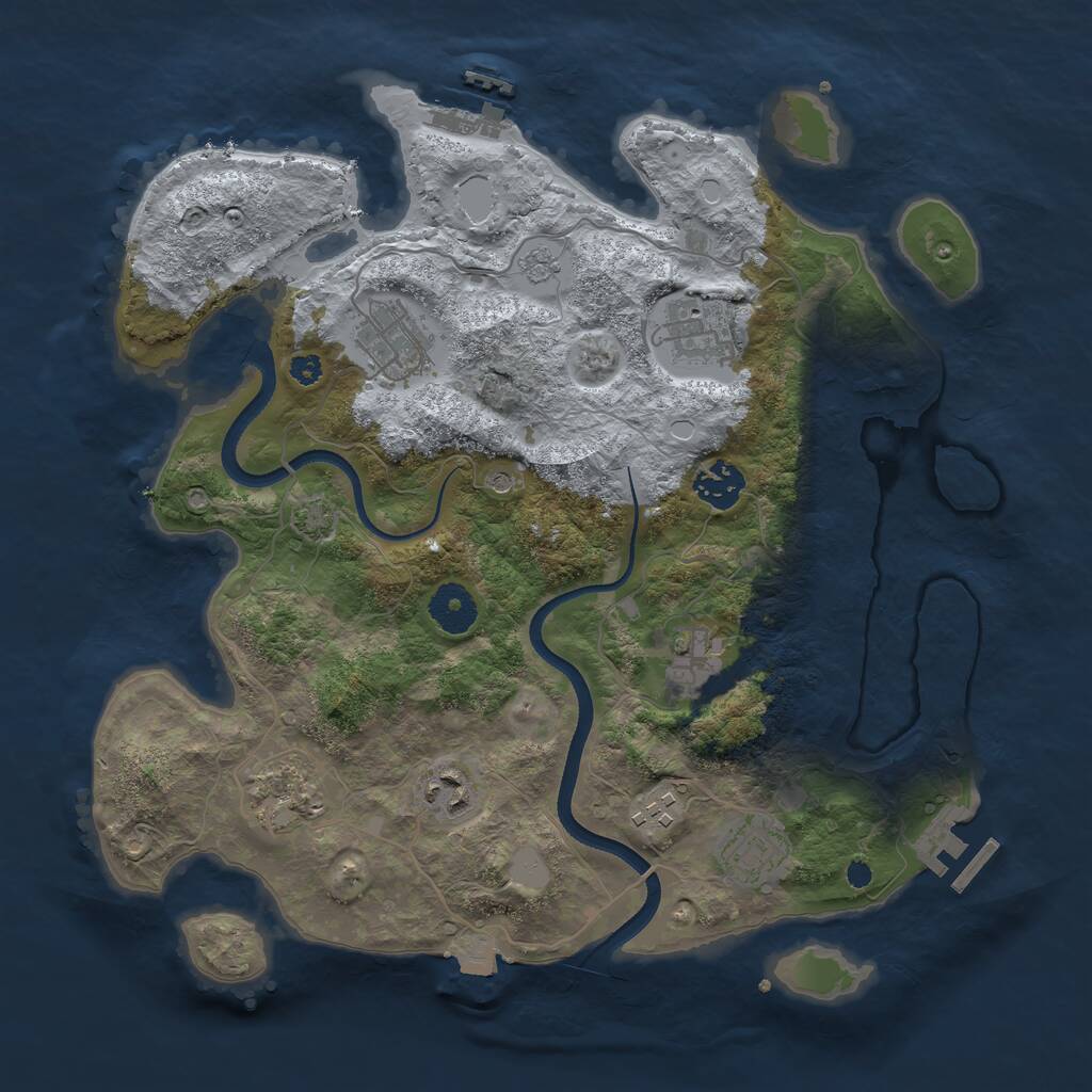 Rust Map: Procedural Map, Size: 3450, Seed: 96570661, 14 Monuments
