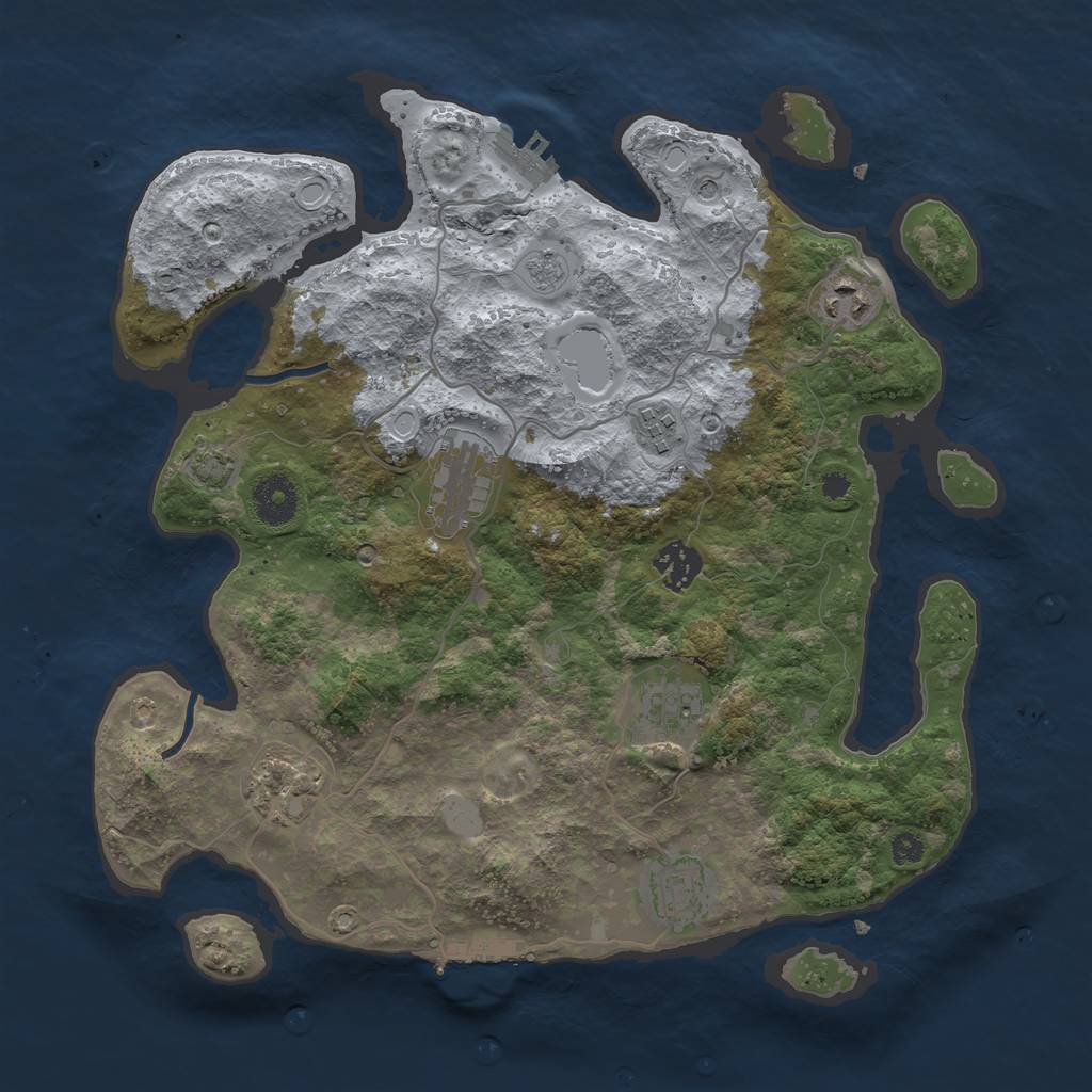 Rust Map: Procedural Map, Size: 3450, Seed: 96570661, 15 Monuments