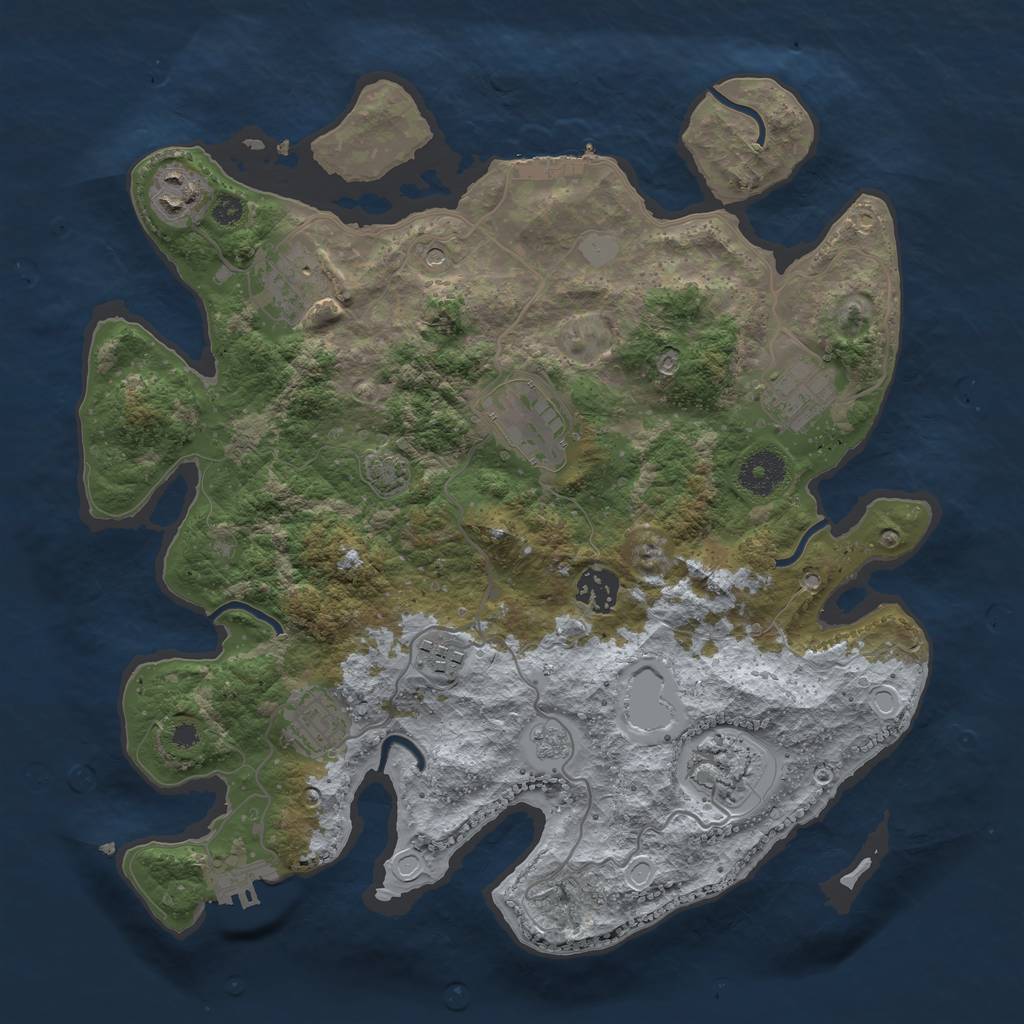 Rust Map: Procedural Map, Size: 3450, Seed: 11838215, 16 Monuments