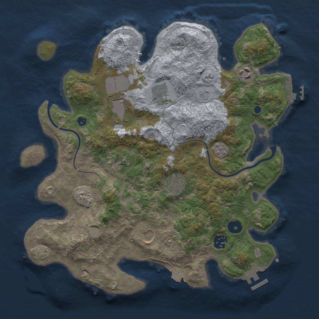 Rust Map: Procedural Map, Size: 3500, Seed: 833397246, 14 Monuments