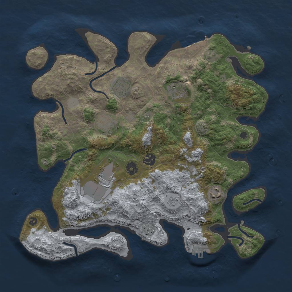 Rust Map: Procedural Map, Size: 3500, Seed: 1371574241, 15 Monuments