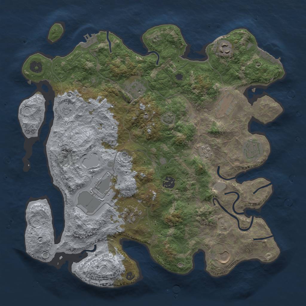 Rust Map: Procedural Map, Size: 3700, Seed: 1916960195, 17 Monuments