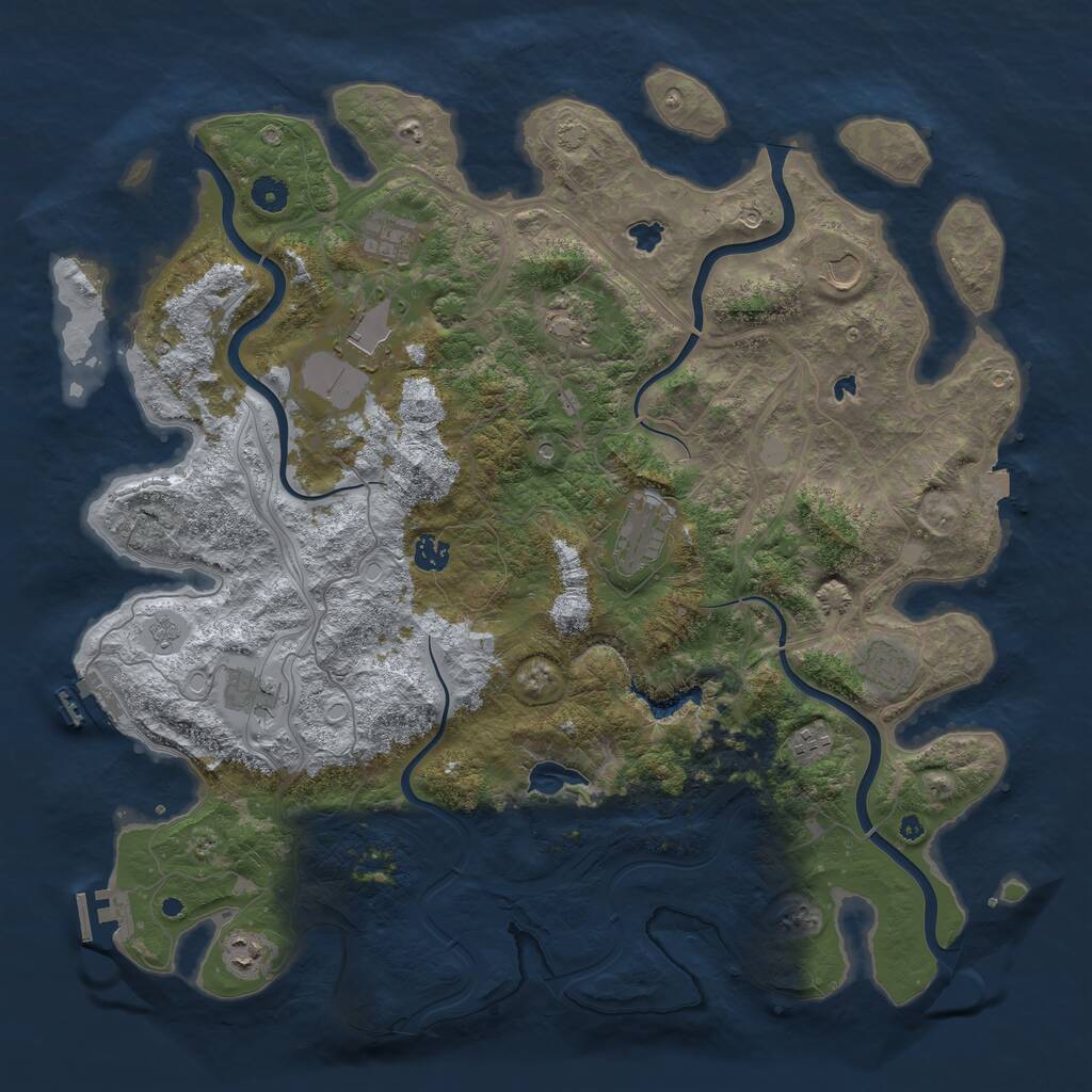Rust Map: Procedural Map, Size: 4500, Seed: 888553185, 16 Monuments