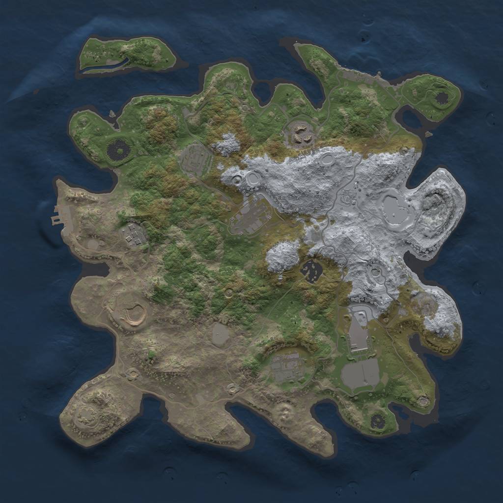 Rust Map: Procedural Map, Size: 3500, Seed: 1073413074, 16 Monuments