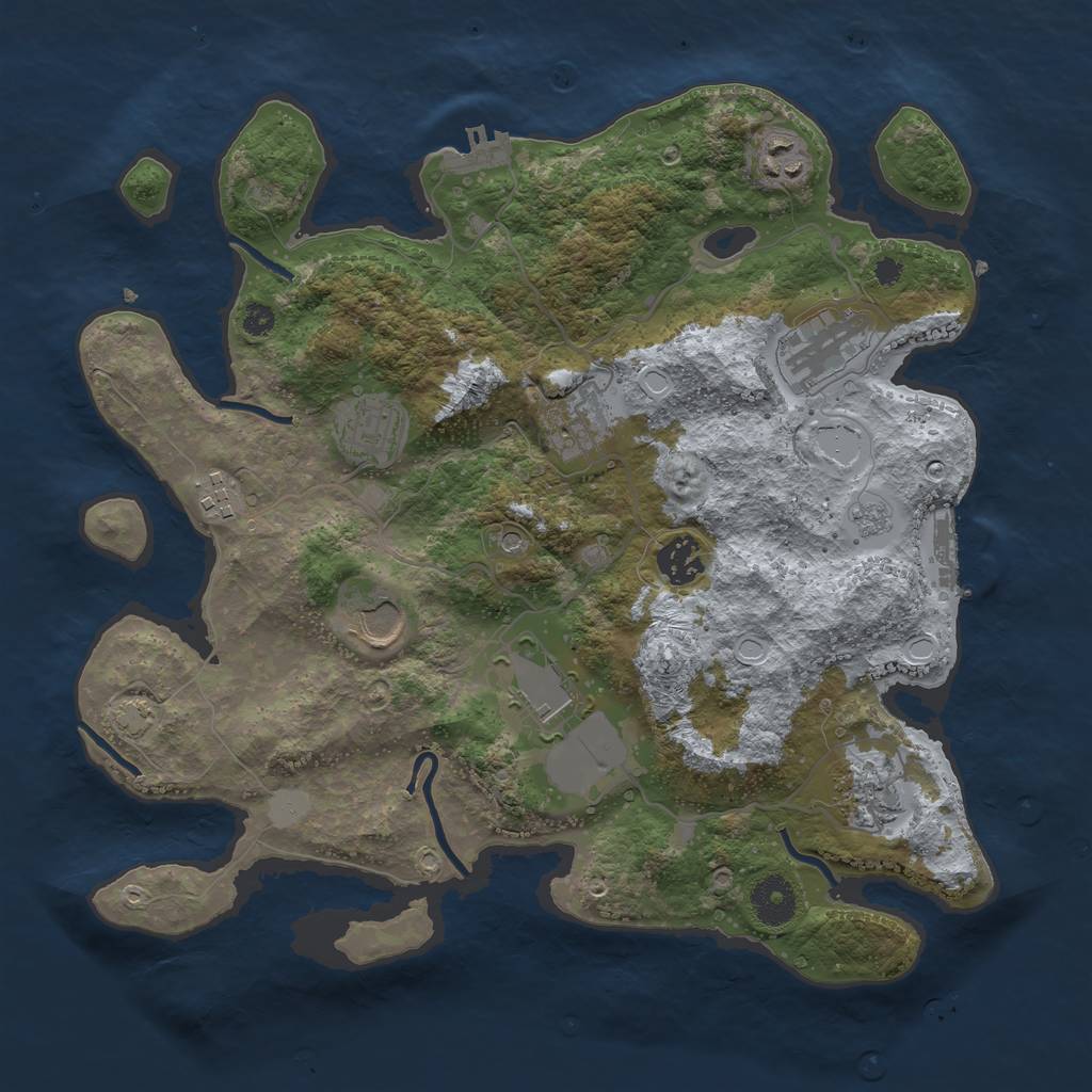 Rust Map: Procedural Map, Size: 3500, Seed: 858804260, 17 Monuments