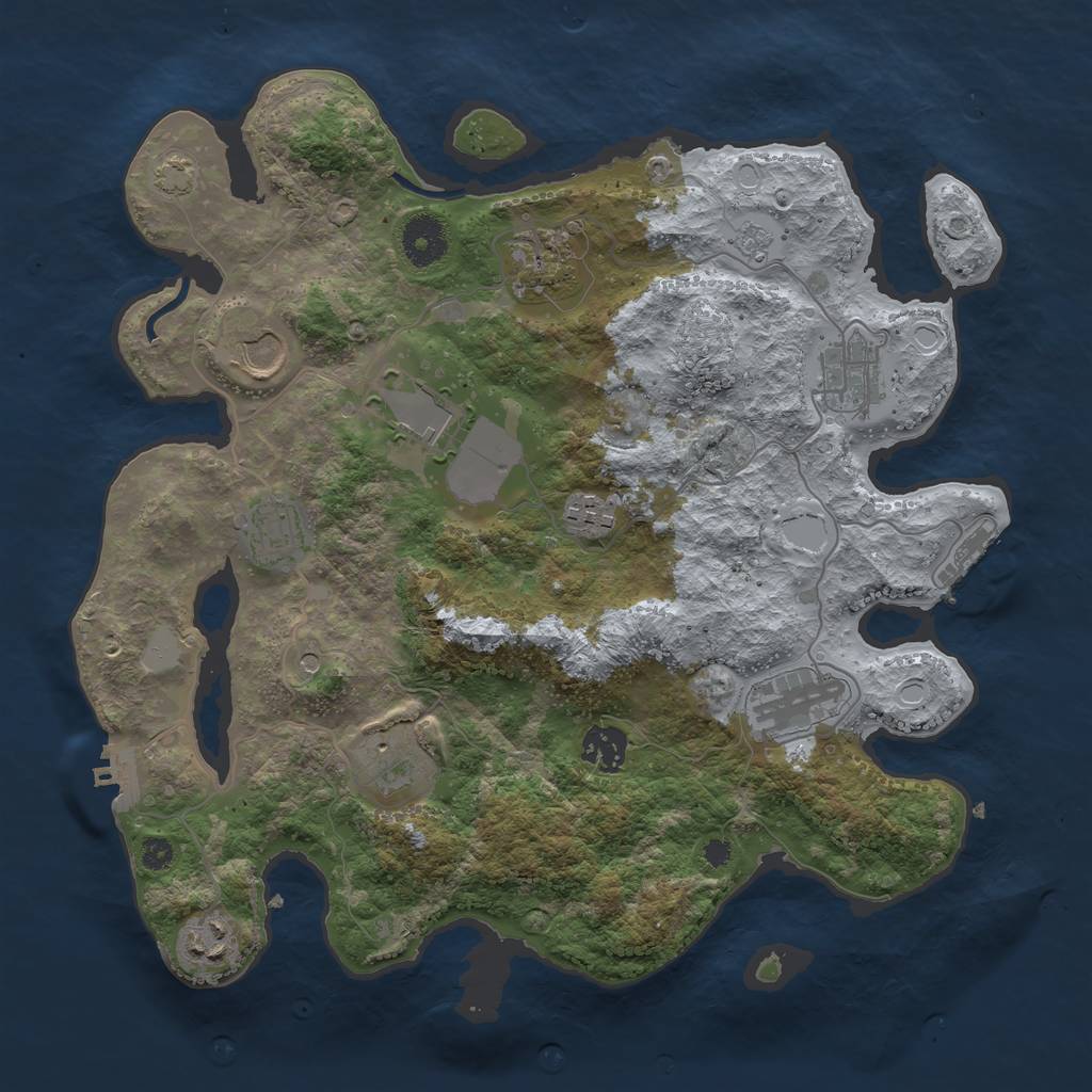 Rust Map: Procedural Map, Size: 3500, Seed: 721788866, 18 Monuments